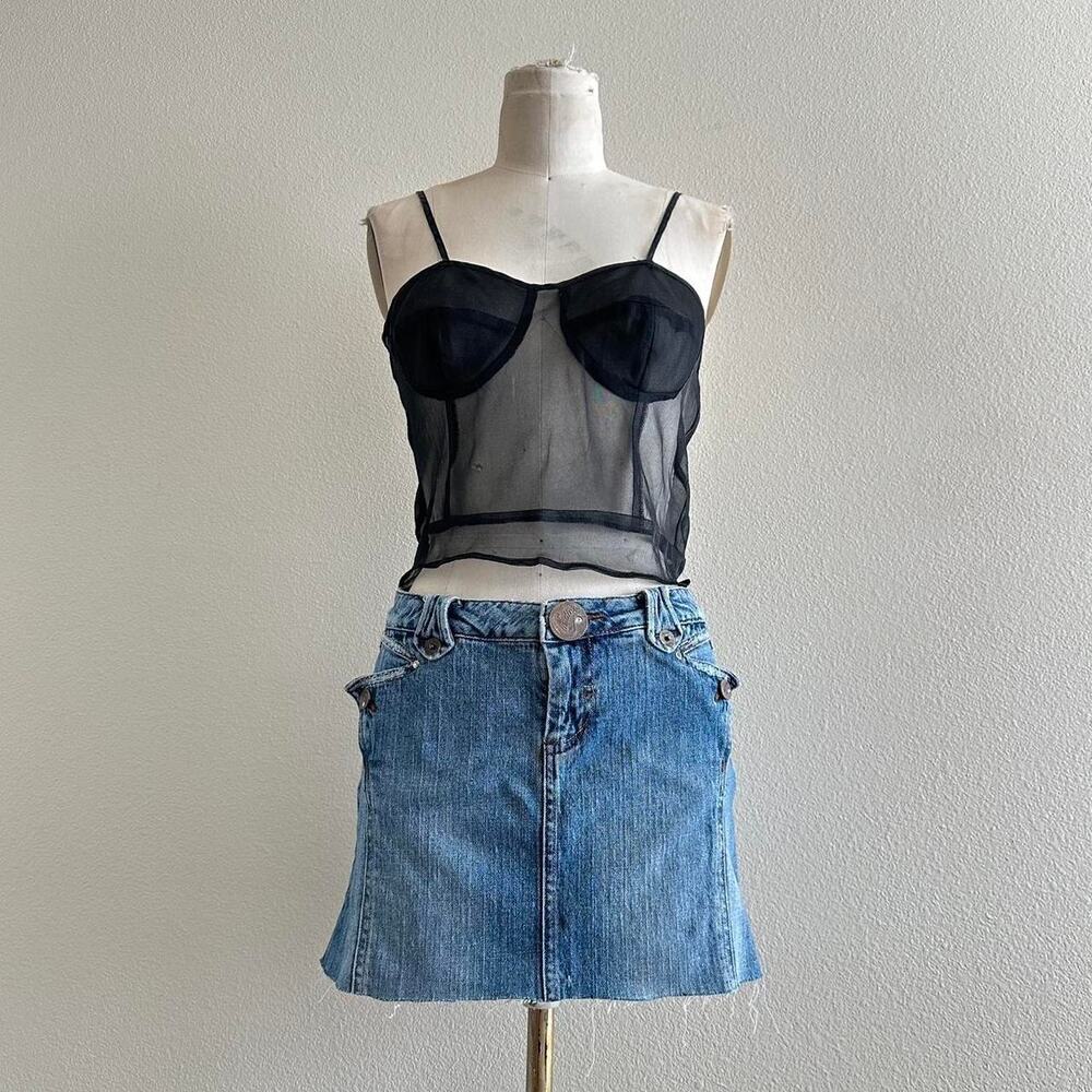 handmade black sheer cami crop top